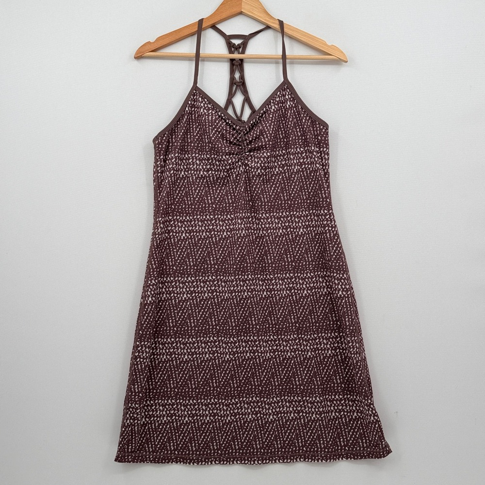 Prana Dress Womens Small Brown Geometric Strappy Back Gorpcore Granola Hiking